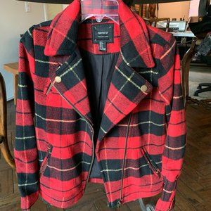 Stylish red and black plaid blazer
